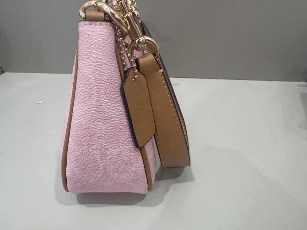 Coach Pink Signature Canvas Chain Hobo Shoulder Bag Crossbody Purse - Picture 6 of 6